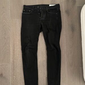 rag & bone Men's Black Skinny Button-Fly Jeans